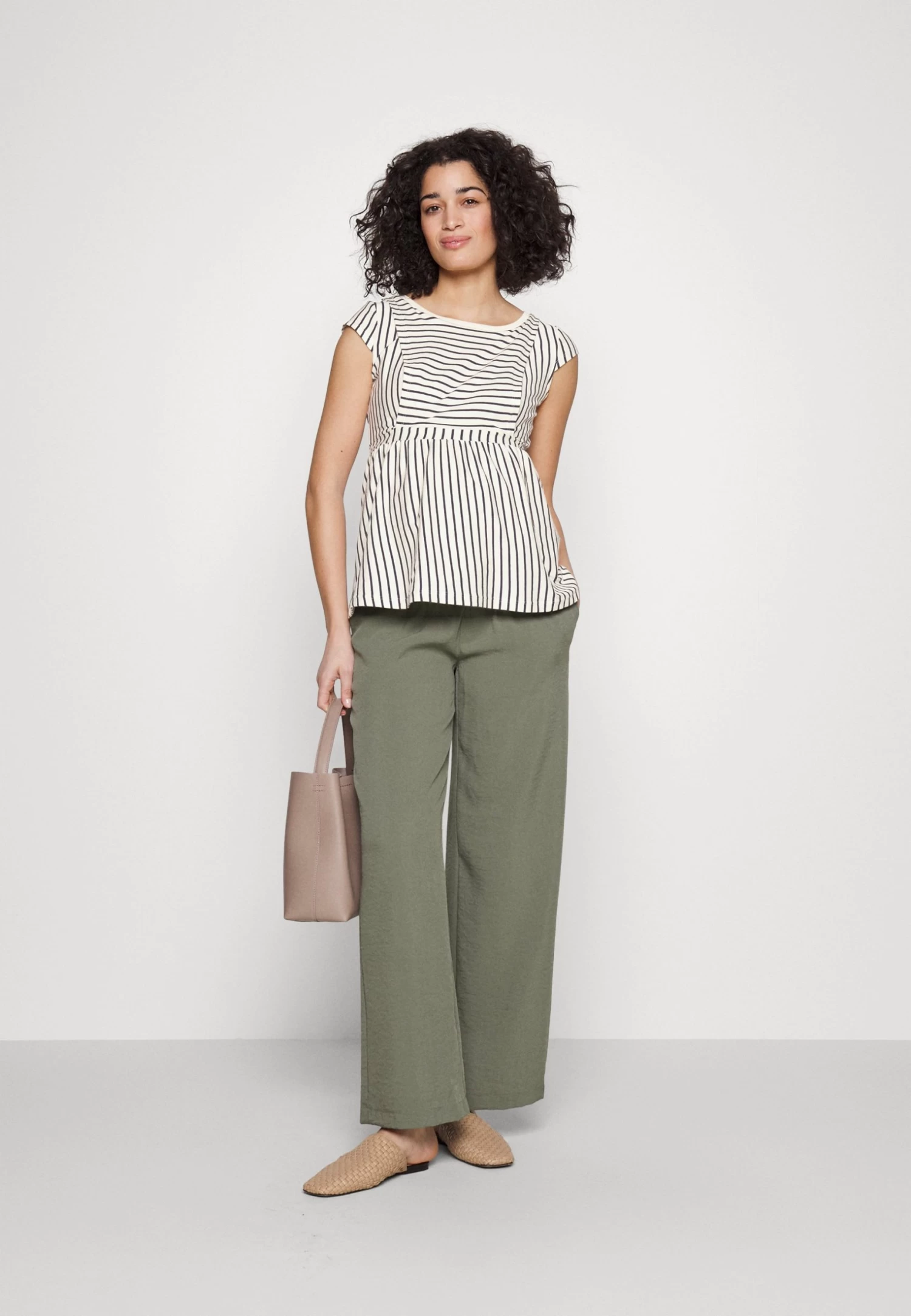 Maternity Baby Doll Nursing Tee- T-Shirt Print -Dark Blue/Off-White - Afbeelding 2