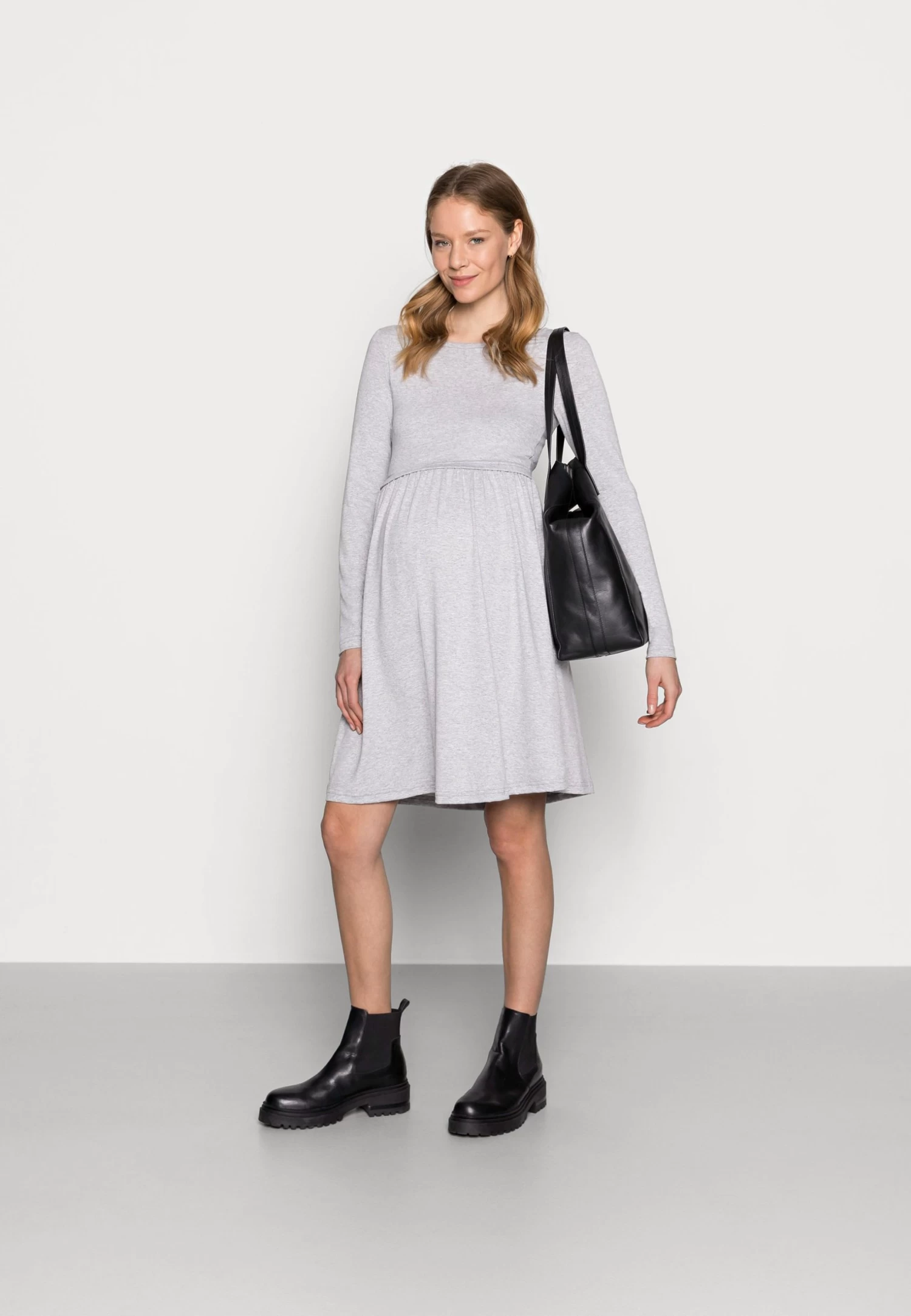 Nursing - Jersey Dress - Jerseyjurk - Grey - Afbeelding 2