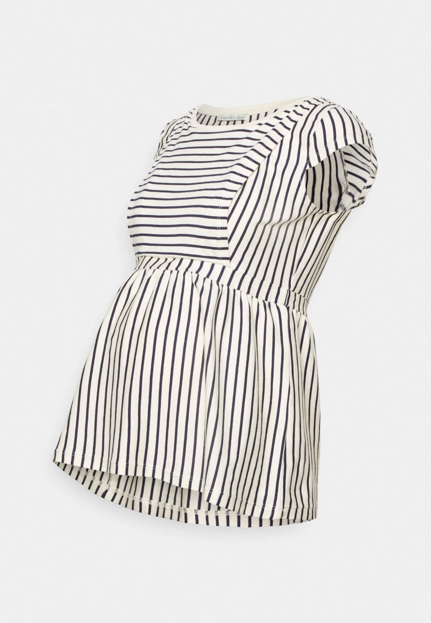 Maternity Baby Doll Nursing Tee- T-Shirt Print -Dark Blue/Off-White - Afbeelding 6