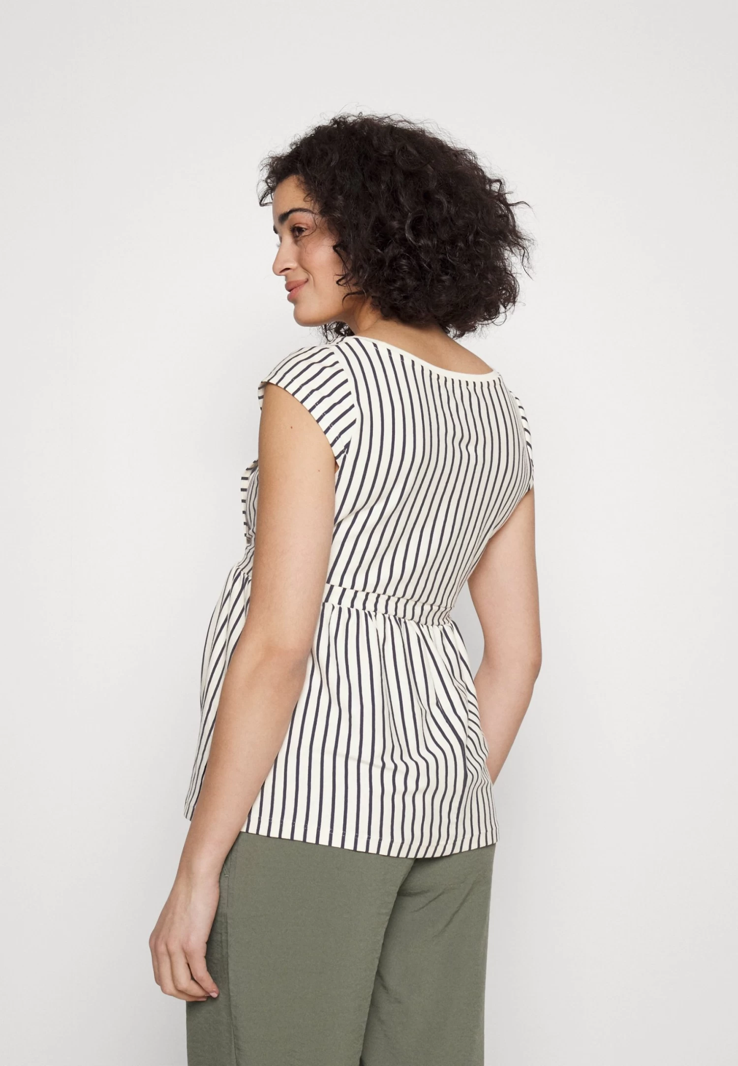 Maternity Baby Doll Nursing Tee- T-Shirt Print -Dark Blue/Off-White - Afbeelding 3