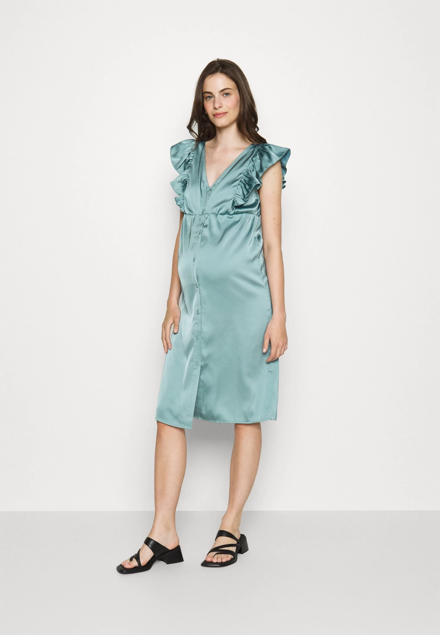 Mama Dress Mid Dress Open Slips- Cocktailjurk - Light Green